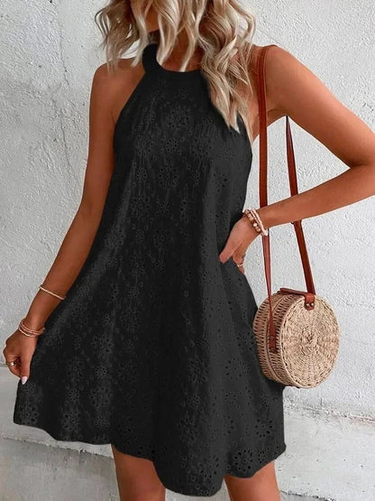 Women's Loose Halter Summer Dress with Eyelet Style | Ideal for Summer