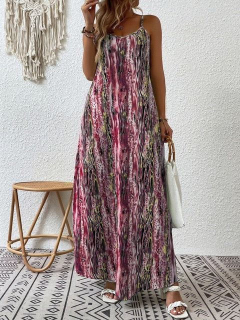 Women's Vintage Printed Sleeveless Summer Dress | Ideal for Summer