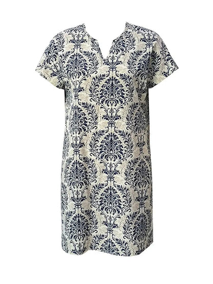 Women's Vintage Floral Print Dress with V-Neck | Ideal for Summer