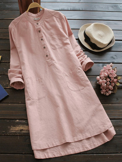 Women's Classic Buttoned Long Sleeve Shirt Dress | Ideal for Summer