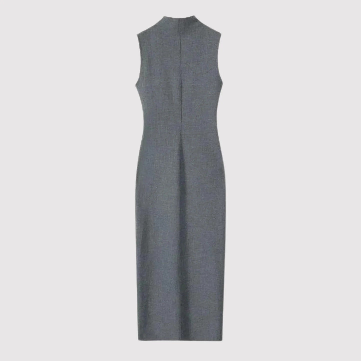 Women's Slim Fit Gray Sleeveless Formal Dress with Slit | Ideal for Summer