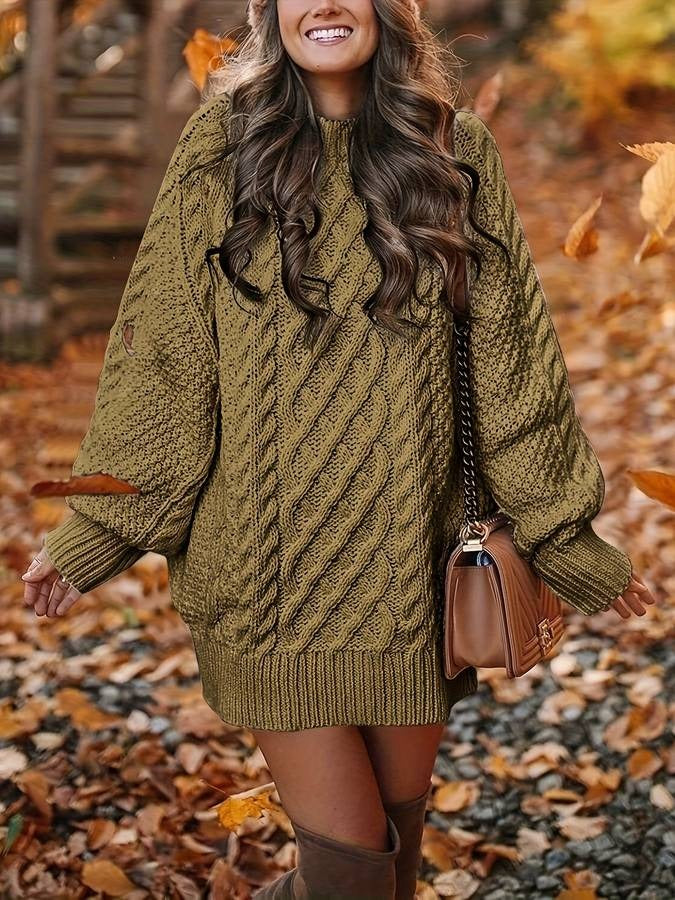 Women's Cozy Cable Knit Sweater Dress | Ideal for Autumn/Winter