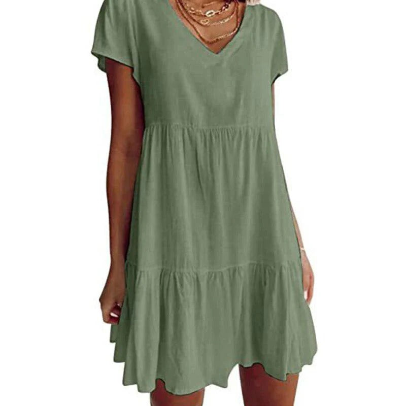 Women's Relaxed Fit V-neck Mini Summer Dress | Ideal for Summer