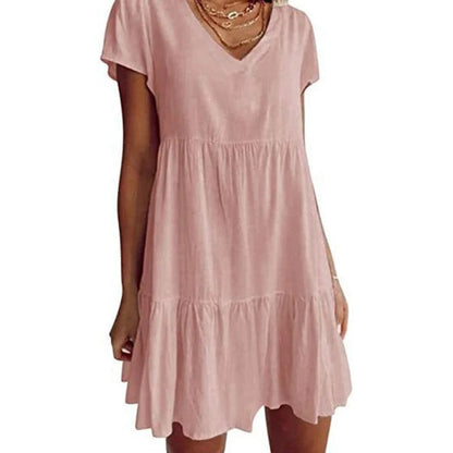 Women's Relaxed Fit V-neck Mini Summer Dress | Ideal for Summer