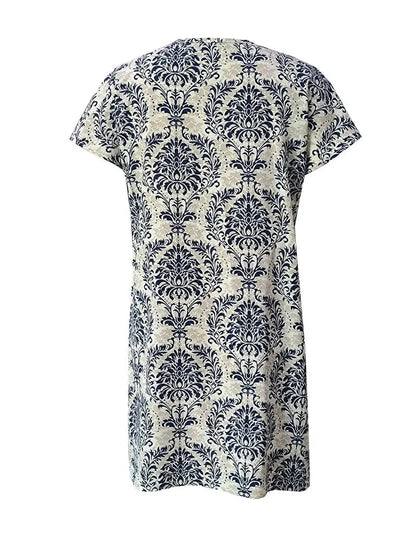 Women's Vintage Floral Print Dress with V-Neck | Ideal for Summer