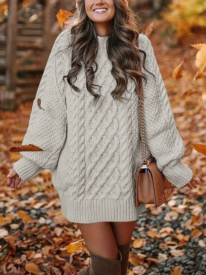 Women's Cozy Cable Knit Sweater Dress | Ideal for Autumn/Winter