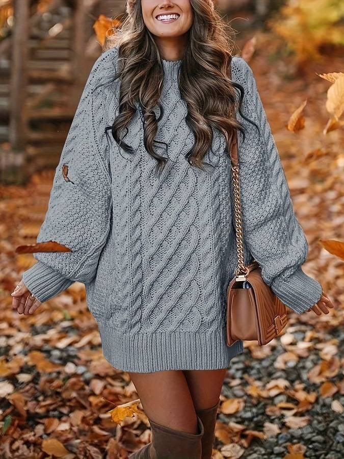 Women's Cozy Cable Knit Sweater Dress | Ideal for Autumn/Winter