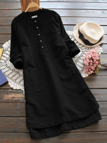 Women's Classic Buttoned Long Sleeve Shirt Dress | Ideal for Summer