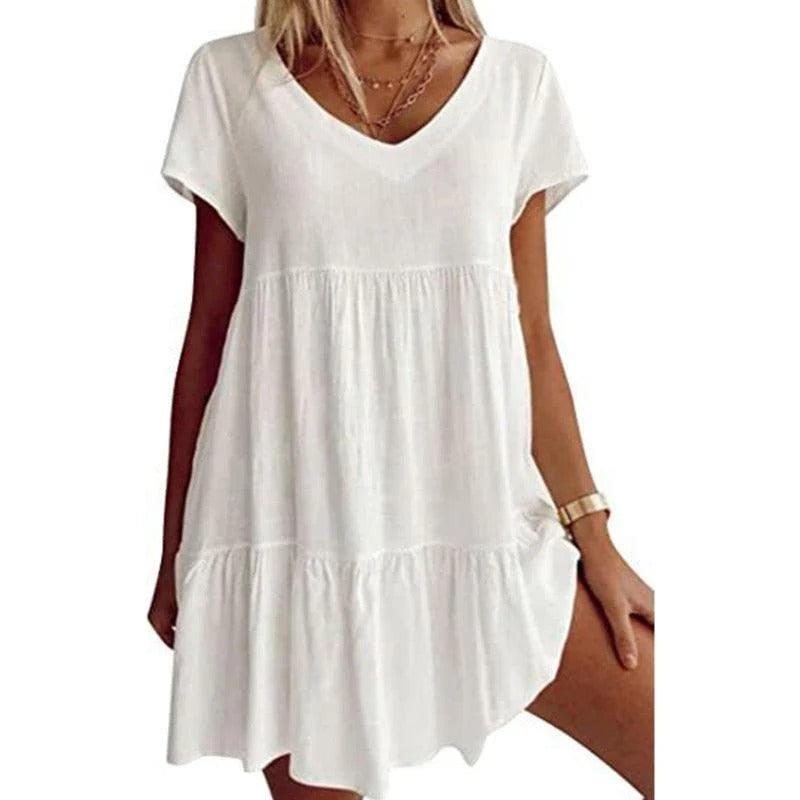 Women's Relaxed Fit V-neck Mini Summer Dress | Ideal for Summer