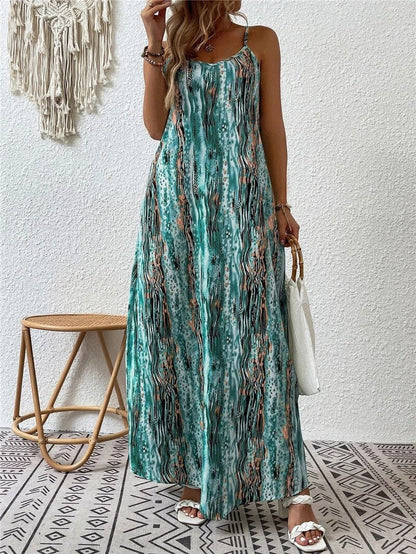 Women's Vintage Printed Sleeveless Summer Dress | Ideal for Summer